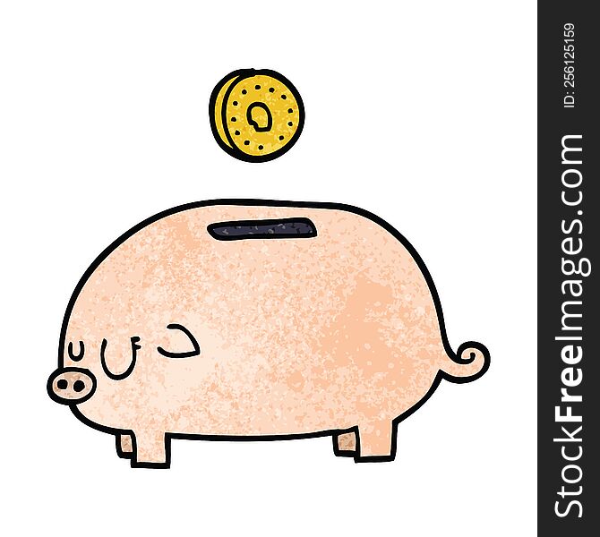 cartoon doodle piggy bank