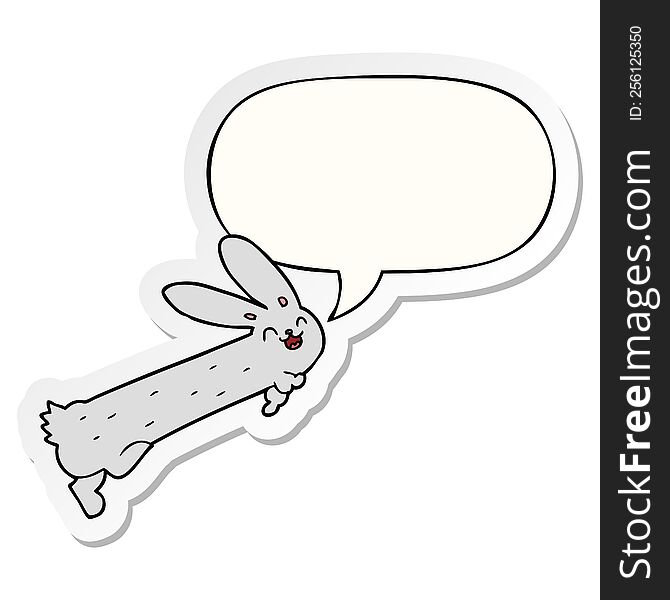 Funny Cartoon Rabbit And Speech Bubble Sticker