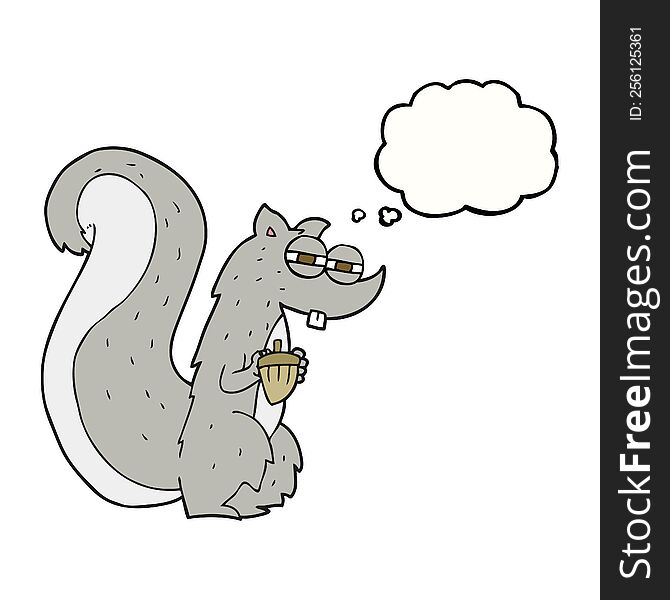 thought bubble cartoon squirrel with nut