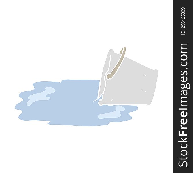flat color illustration of spilled bucket. flat color illustration of spilled bucket
