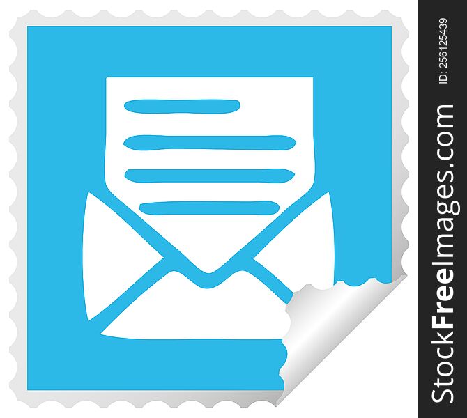 Square Peeling Sticker Cartoon Letter And Envelope