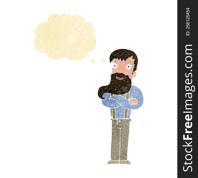 Cartoon Bearded Hipster Man With Thought Bubble