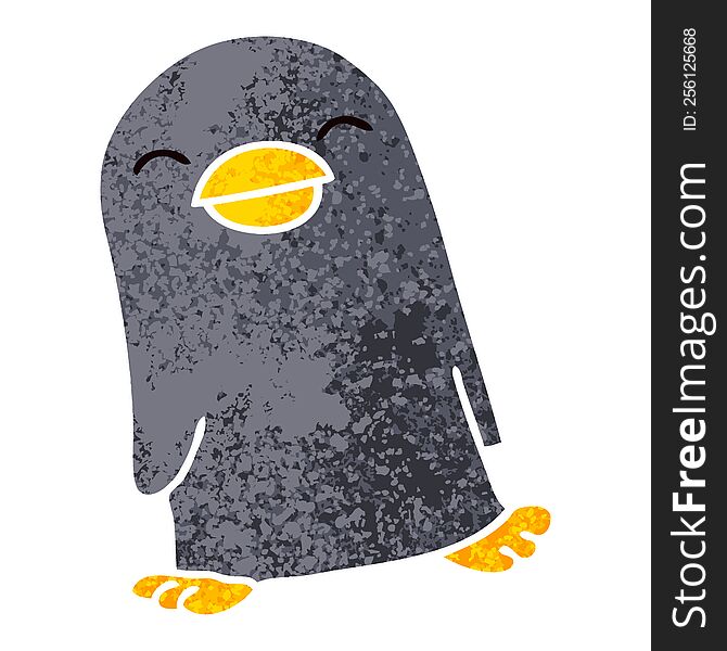 Quirky Retro Illustration Style Cartoon Penguin