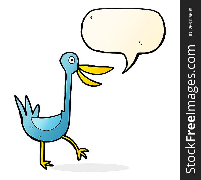 funny cartoon duck with speech bubble