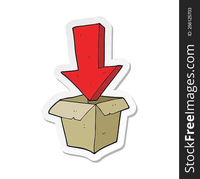 sticker of a cartoon empty box with arrow