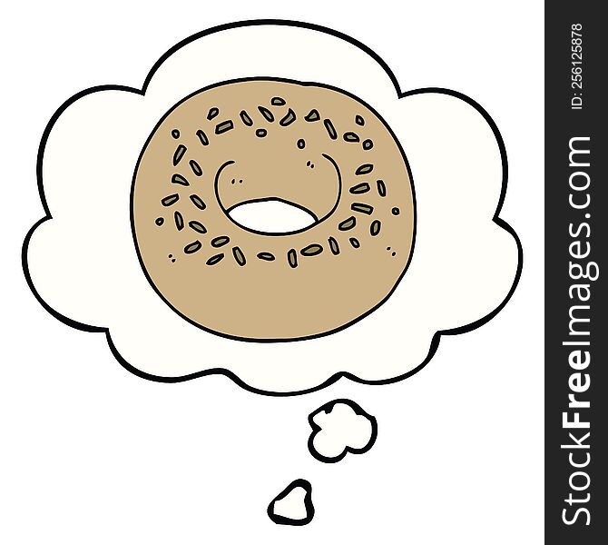 cartoon donut with thought bubble. cartoon donut with thought bubble