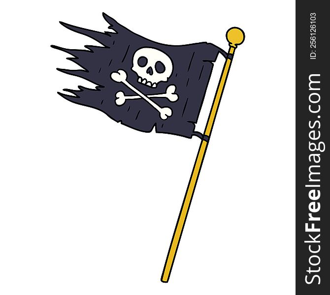 Cartoon Doodle Of A Pirates Flag