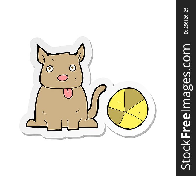 sticker of a cartoon dog and ball
