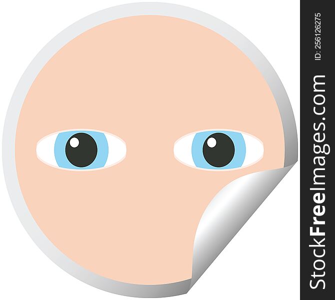 staring eyes graphic vector illustration circular sticker. staring eyes graphic vector illustration circular sticker