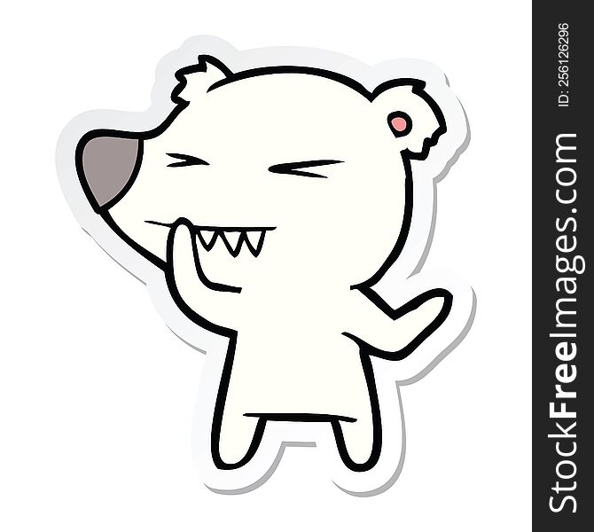 Sticker Of A Angry Polar Bear Cartoon Thinking