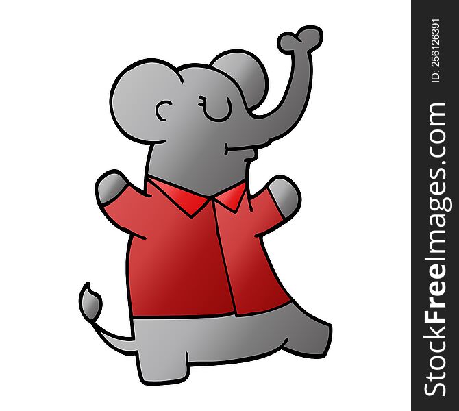 Cartoon Doodle Elephant Wearing Shirt