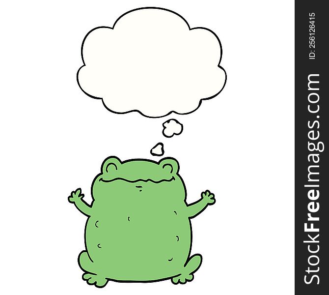 cartoon toad with thought bubble. cartoon toad with thought bubble