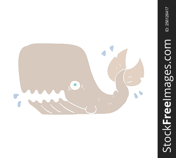 Flat Color Illustration Of A Cartoon Angry Whale