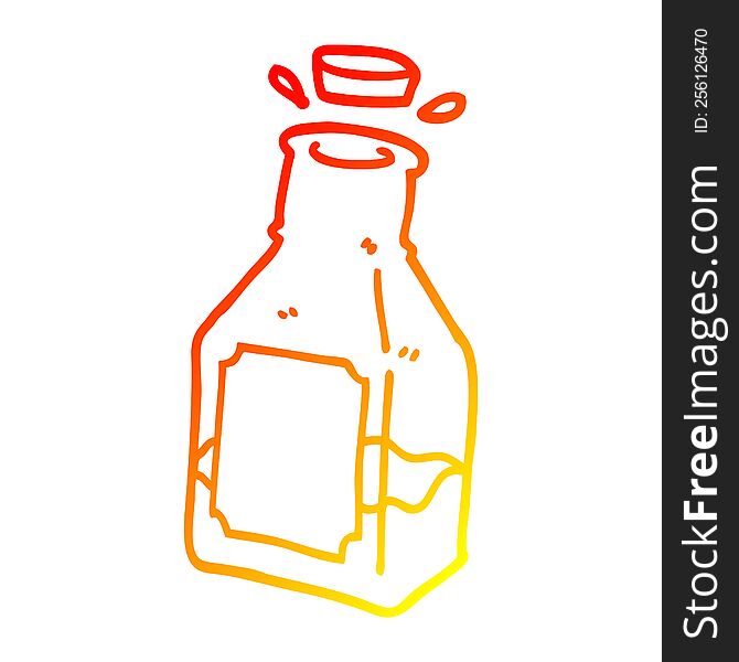 warm gradient line drawing of a cartoon drink in decanter
