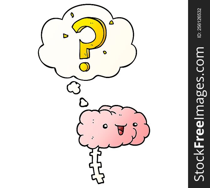 Cartoon Curious Brain And Thought Bubble In Smooth Gradient Style