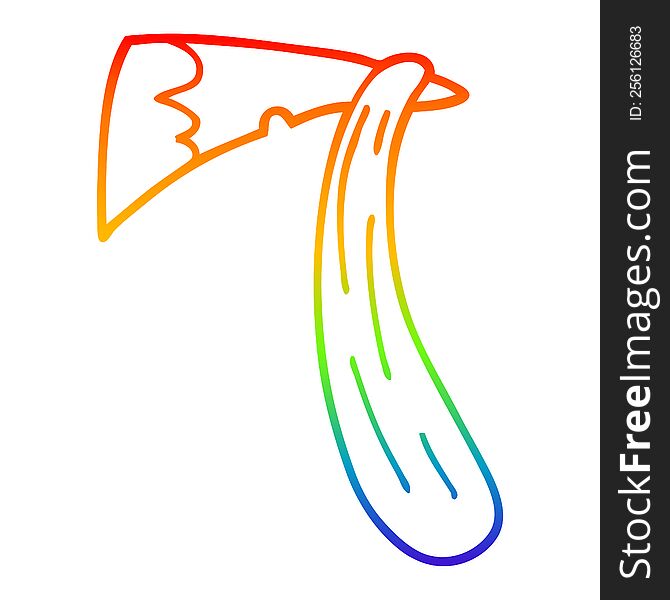Rainbow Gradient Line Drawing Cartoon Bloody Axe