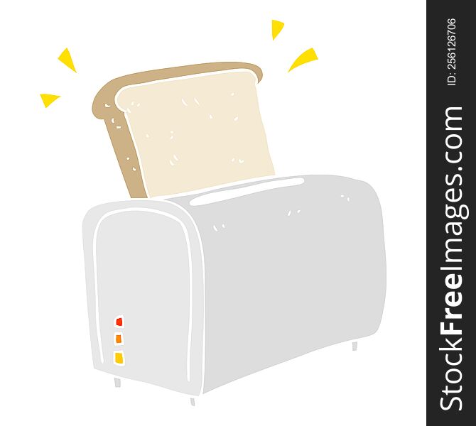 Flat Color Illustration Of A Cartoon Toaster