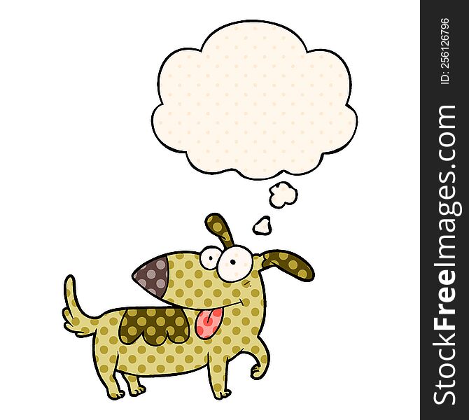 Cartoon Happy Dog And Thought Bubble In Comic Book Style