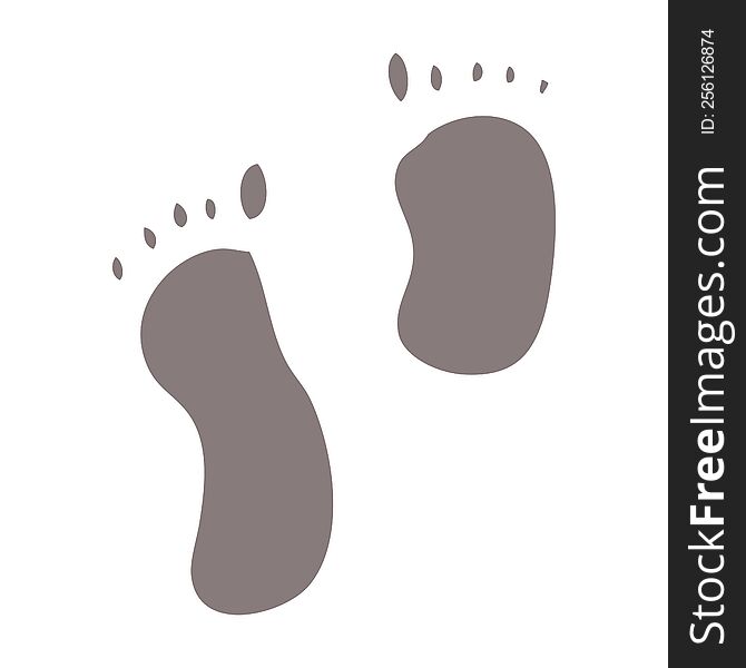 flat color illustration cartoon foot prints