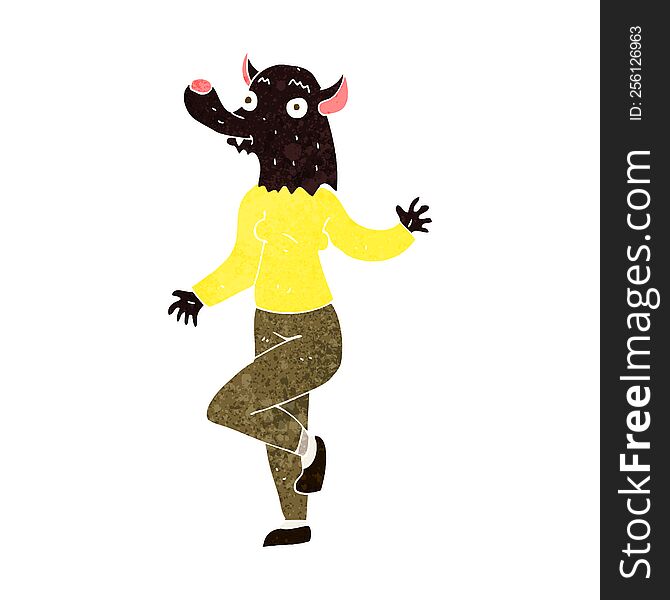 cartoon dancing werewolf woman
