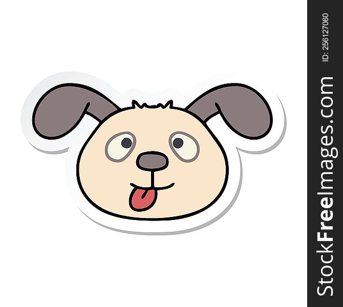 sticker of a quirky hand drawn cartoon dog face