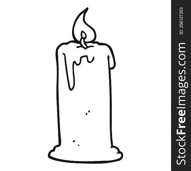 freehand drawn black and white cartoon burning candle