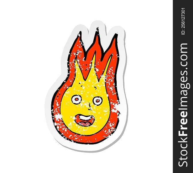 retro distressed sticker of a cartoon friendly fireball