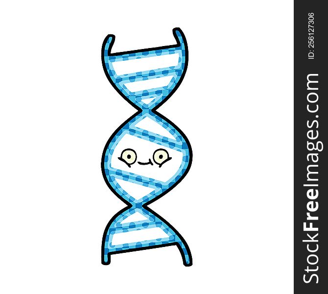 comic book style cartoon of a DNA strand