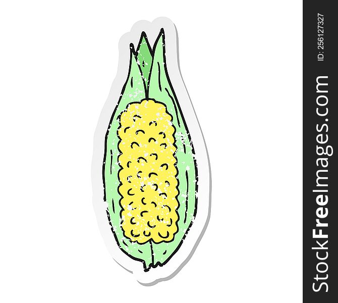 Distressed Sticker Of A Cartoon Corn