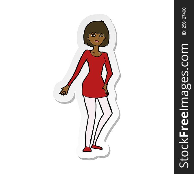 sticker of a cartoon woman in dress