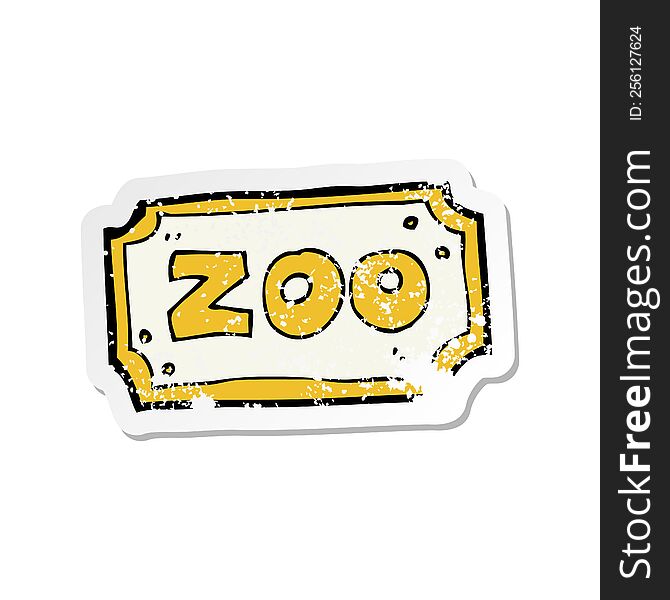 retro distressed sticker of a cartoon zoo sign