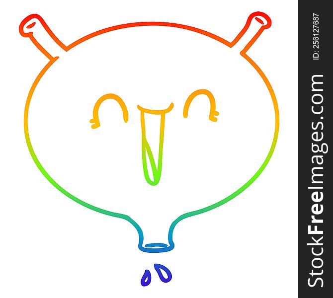 rainbow gradient line drawing of a cartoon laughing bladder