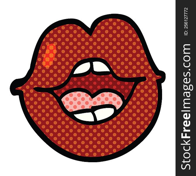 comic book style cartoon red lips