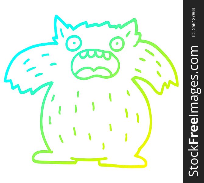 cold gradient line drawing of a cartoon yeti monster