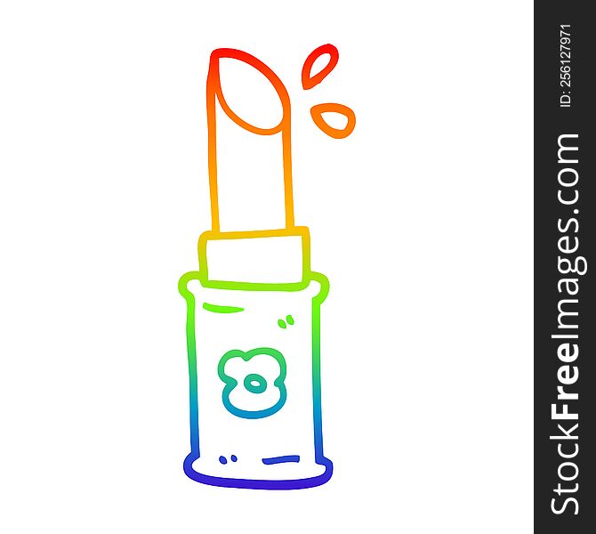 rainbow gradient line drawing of a cartoon lipstick