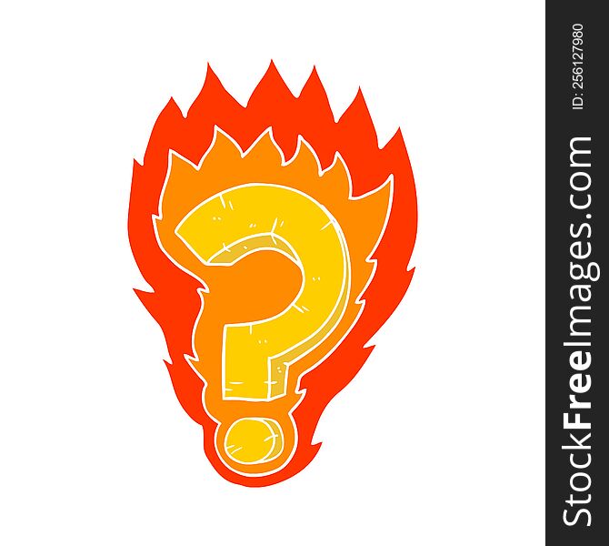 Flat Color Style Cartoon Flaming Question Mark