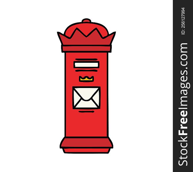 Cute Cartoon British Post Box