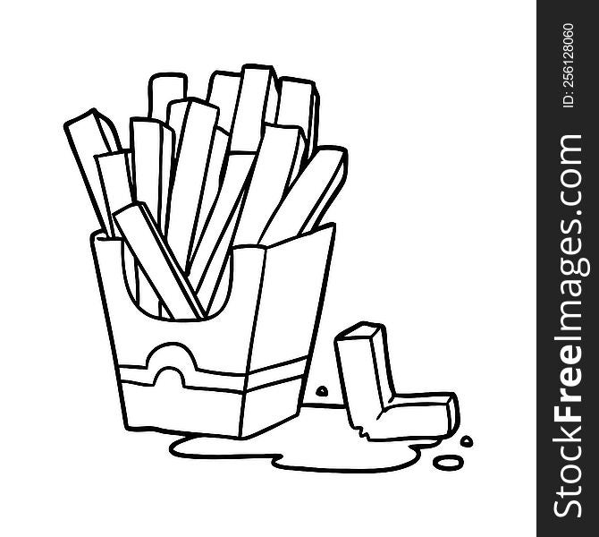 line drawing of a junk food fries. line drawing of a junk food fries