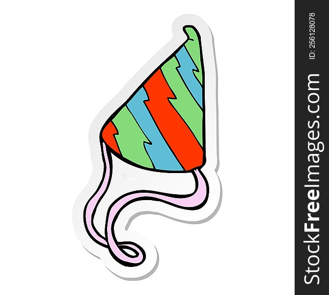 Sticker Of A Cartoon Party Hat