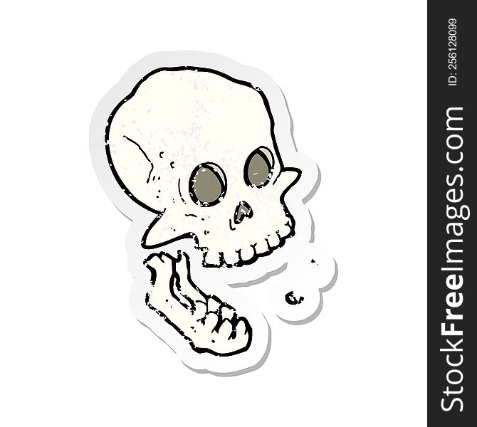 Retro Distressed Sticker Of A Cartoon Laughing Skull