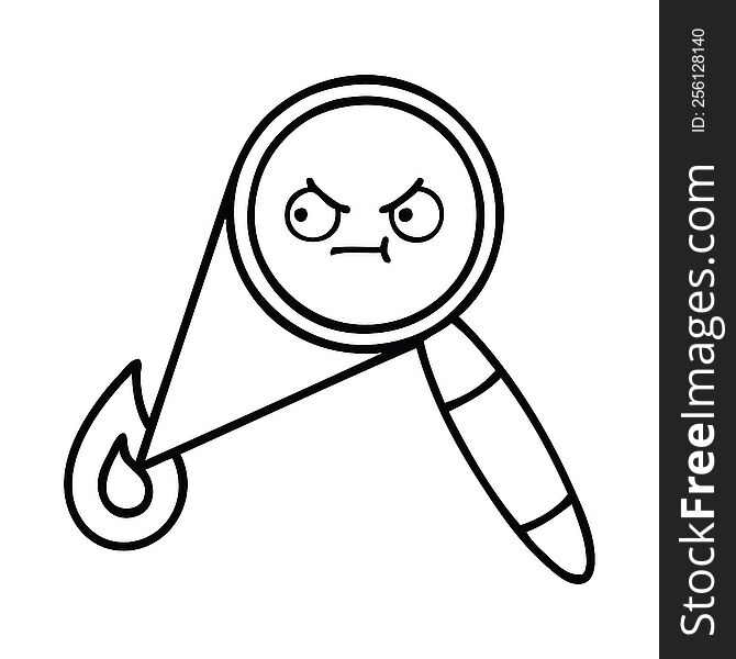 Line Drawing Cartoon Magnifying Glass