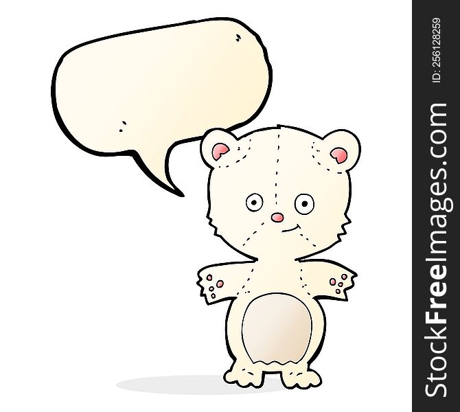 Cartoon Happy Polar Bear With Speech Bubble
