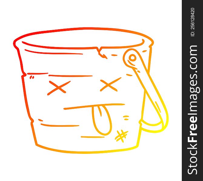 warm gradient line drawing of a kicked the bucket cartoon