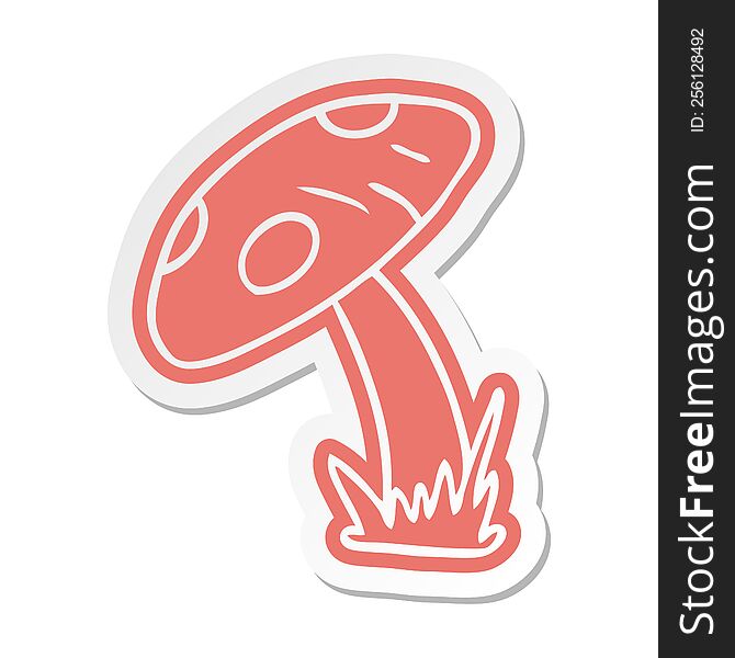 cartoon sticker of a toad stool