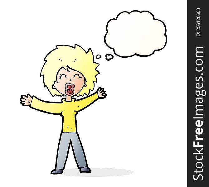 Cartoon Woman Shouting With Thought Bubble