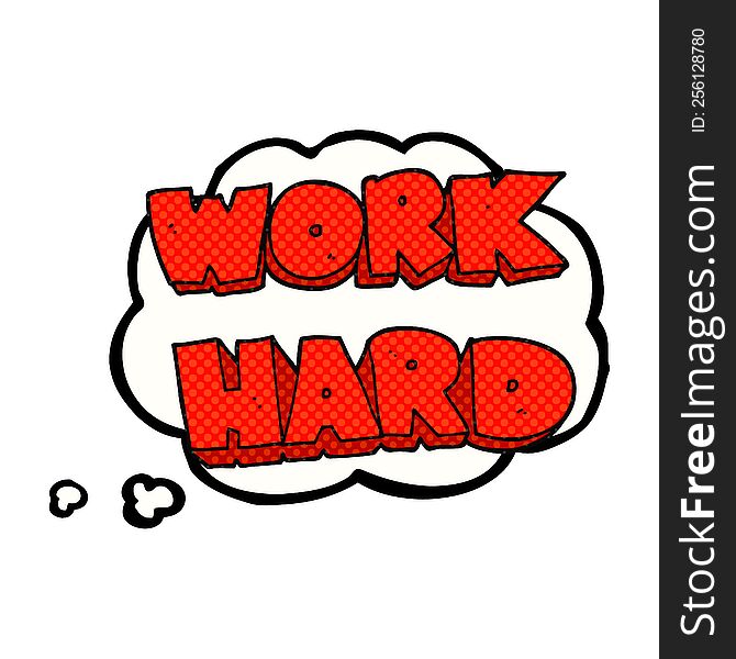 Thought Bubble Cartoon Work Hard Symbol