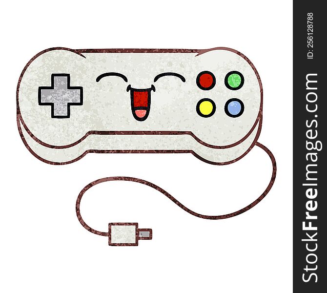 retro grunge texture cartoon of a game controller