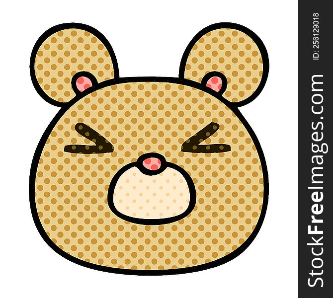 Quirky Comic Book Style Cartoon Bear Face