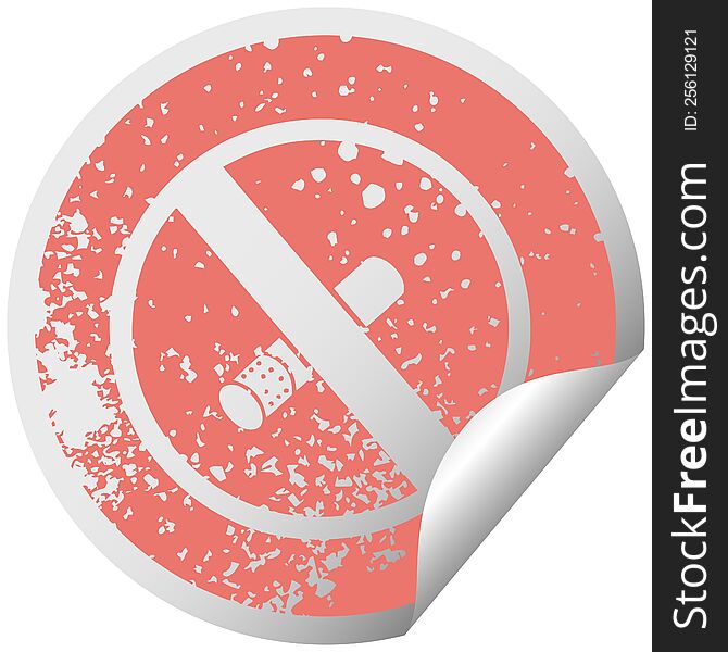 Distressed Circular Peeling Sticker Symbol No Smoking Allowed Sign