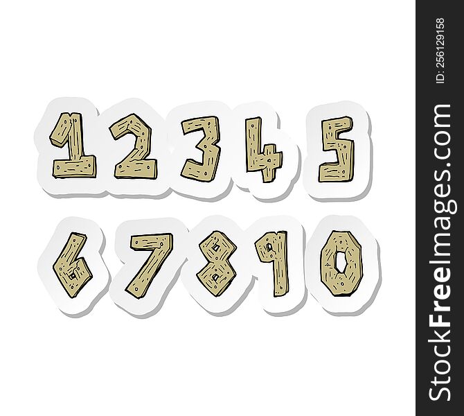 sticker of a cartoon wooden numbers